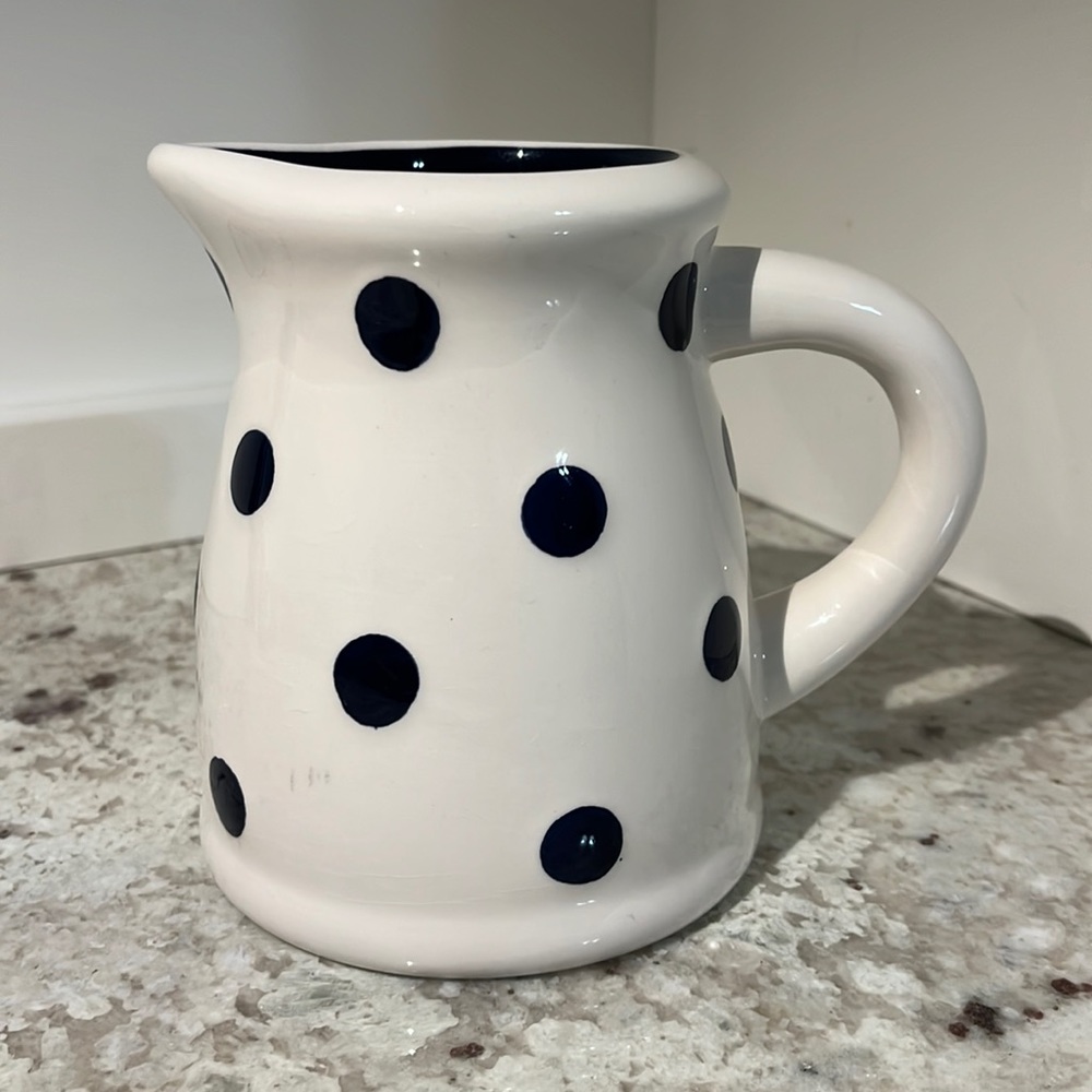 Vintage Grace’s Pantry Ceramic (milk) Pitcher white/blue polka dot